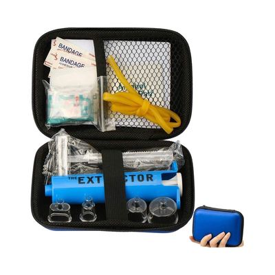 Portable EVA First Aid Kit with Zipper Closure and Four Extraction Cup Sizes for Snake Bites and Bee Stings