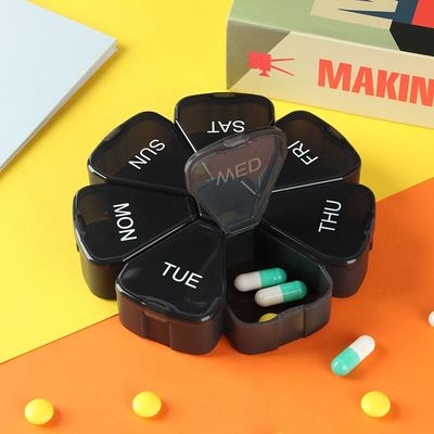 Nice Flower Shape  7 Days Weekly  Pill Box case Storage Fancy Plastic Box Mini Decorative Cases  Boxes Container