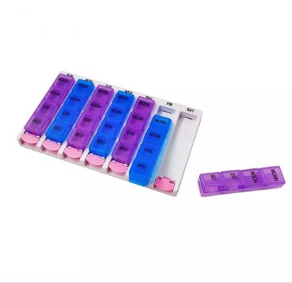 Weekly Pill Box 28 Pill Storage Cases Smart Pill Box Organizers 4 Cases Daily MORN NOON EVE BED Detach Button Medicine case